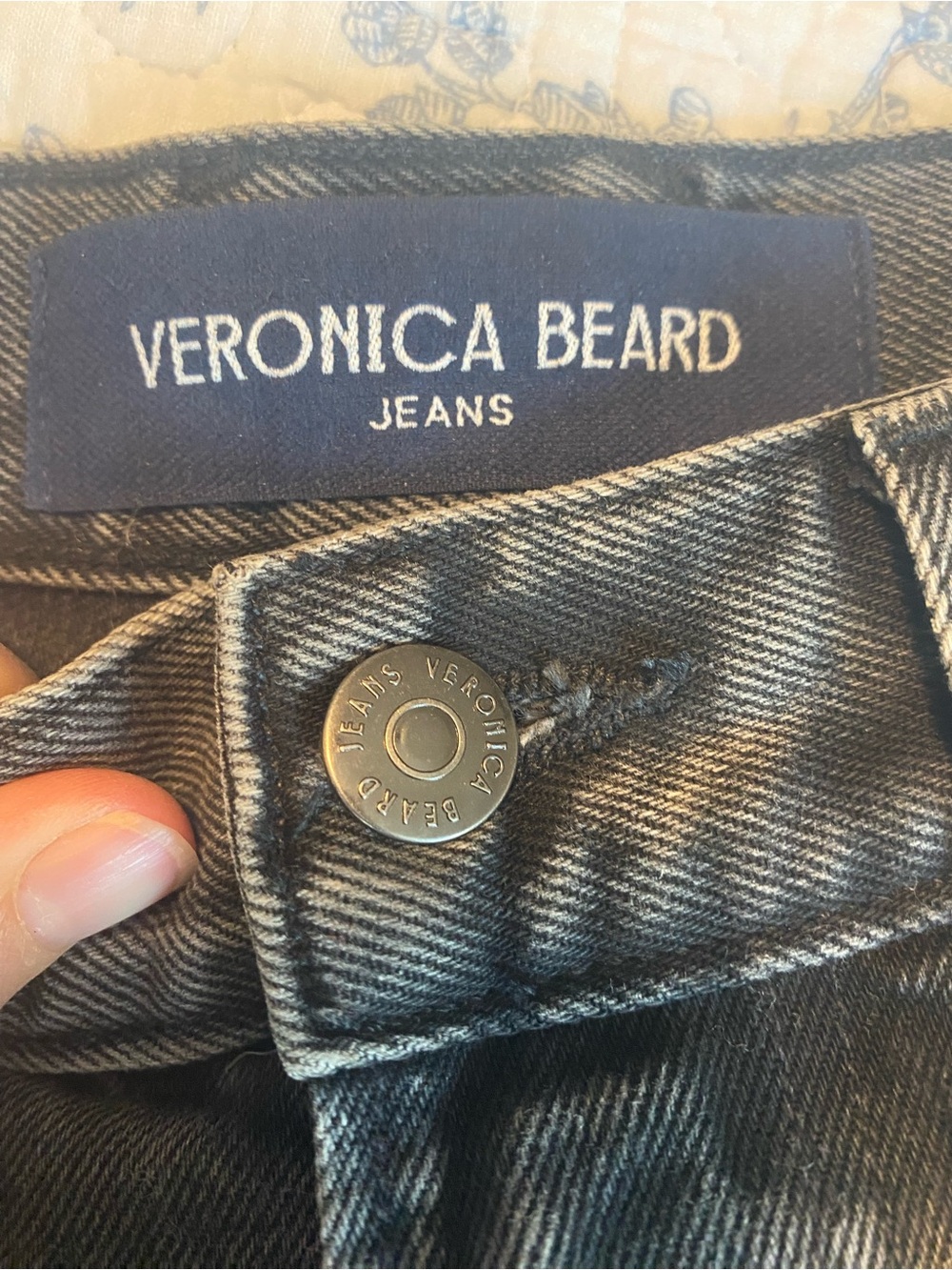 Veronica Beard Taylor High Rise Wide Leg Jeans Stone Washed Onyx Cuffed 27 - Picture 2 of 11